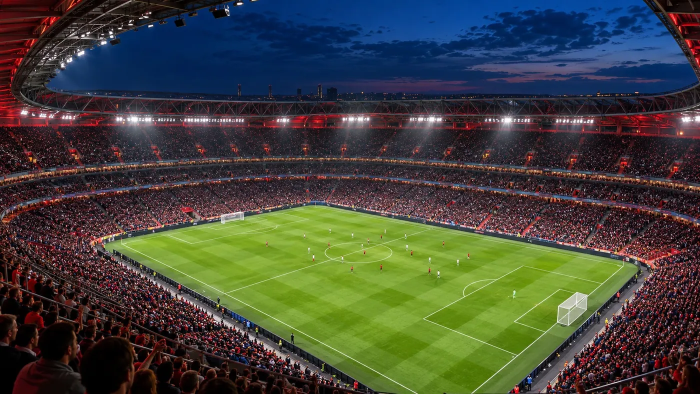 A stadium setting for a live sporting event